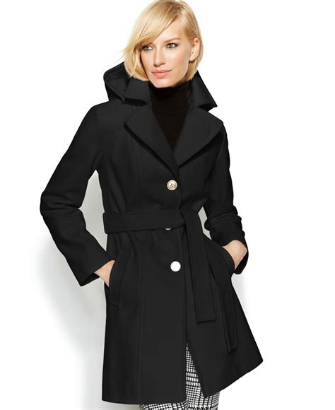 michael kors black coat with hood|michael kors wool winter coats.